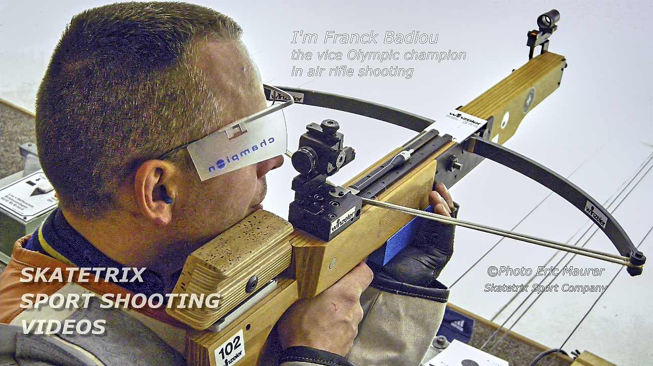 Starring; FRANCK BADIOU! Vice Olympic champion in air rifle shooting! He shoots with a match crossbow in an international competition! ©Photo by ERIC MAURER of Skatetrix Sport Company!